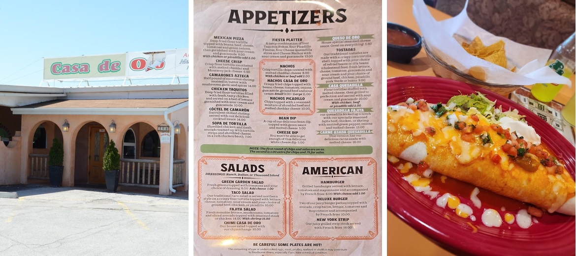Casa De Oro Menu